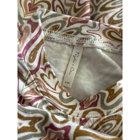 Rylee + Cru NWOT Abstract Hearts Dress Res and White Size 2/3 - Picture 3 of 4